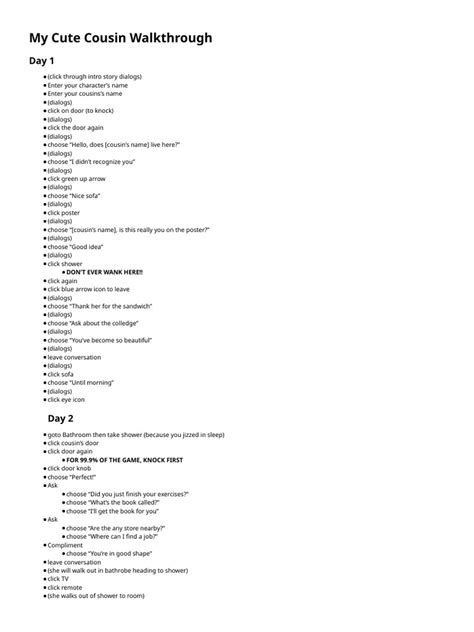 MY COUTE COUSIN 0.3.1 GUIDE MAP .